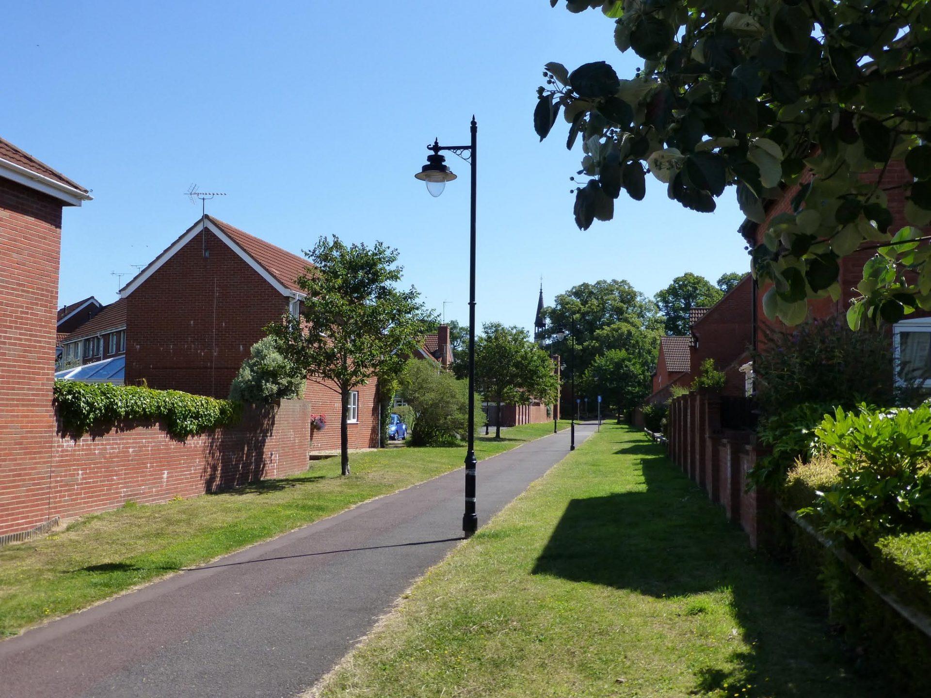Picture of Cotford St Luke Houses, footpath and street lamp